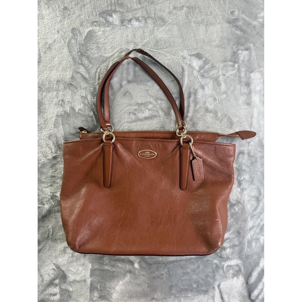 Coach Madison Phoebe Large Brown Pebbled Leather Shoulder Bag Tote F25635 Used